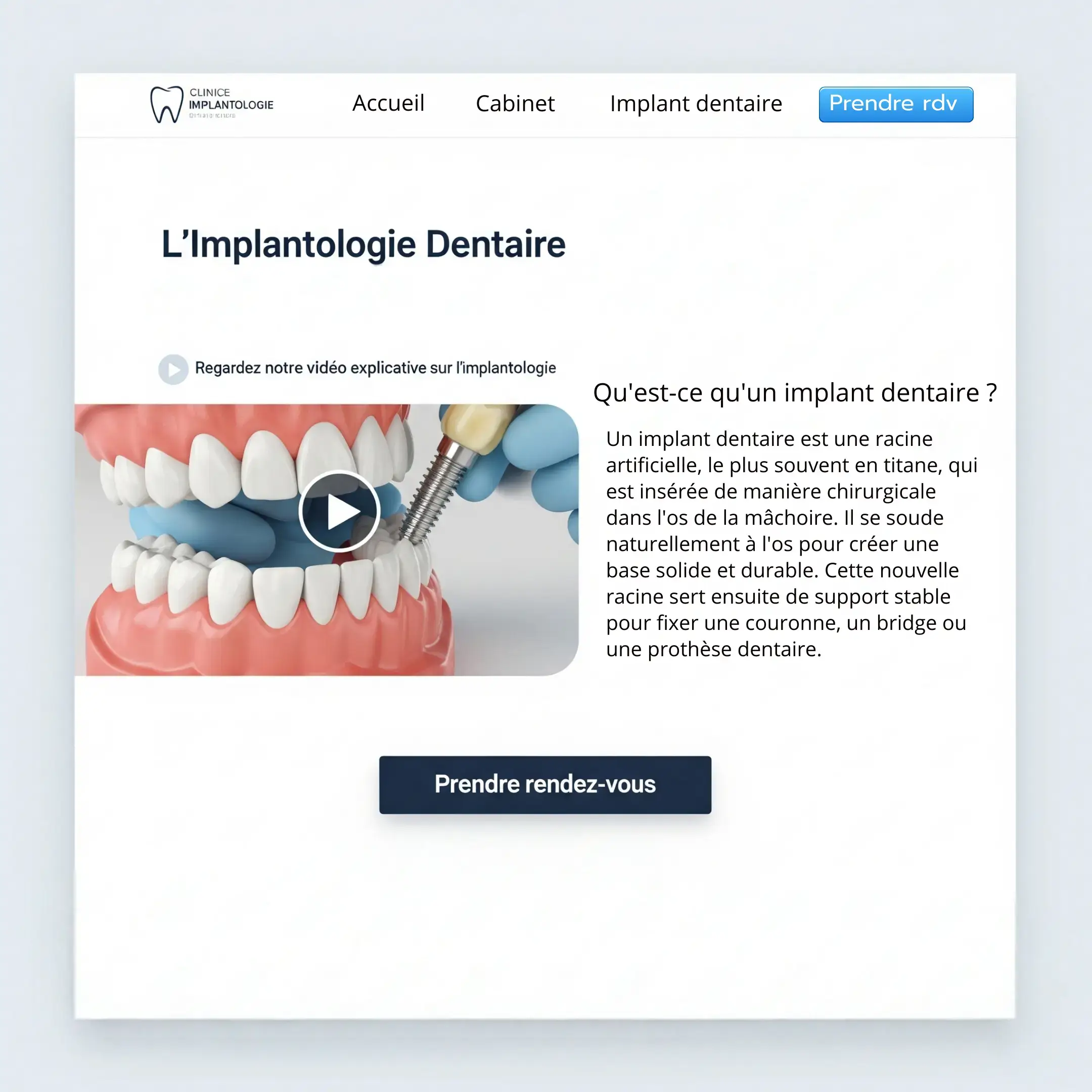 Page de traitement optimisée pour le référencement d'un cabinet dentaire.