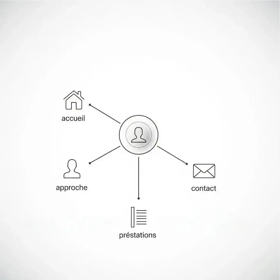 Schéma de la structure idéale d'un site web pour ostéopathe.