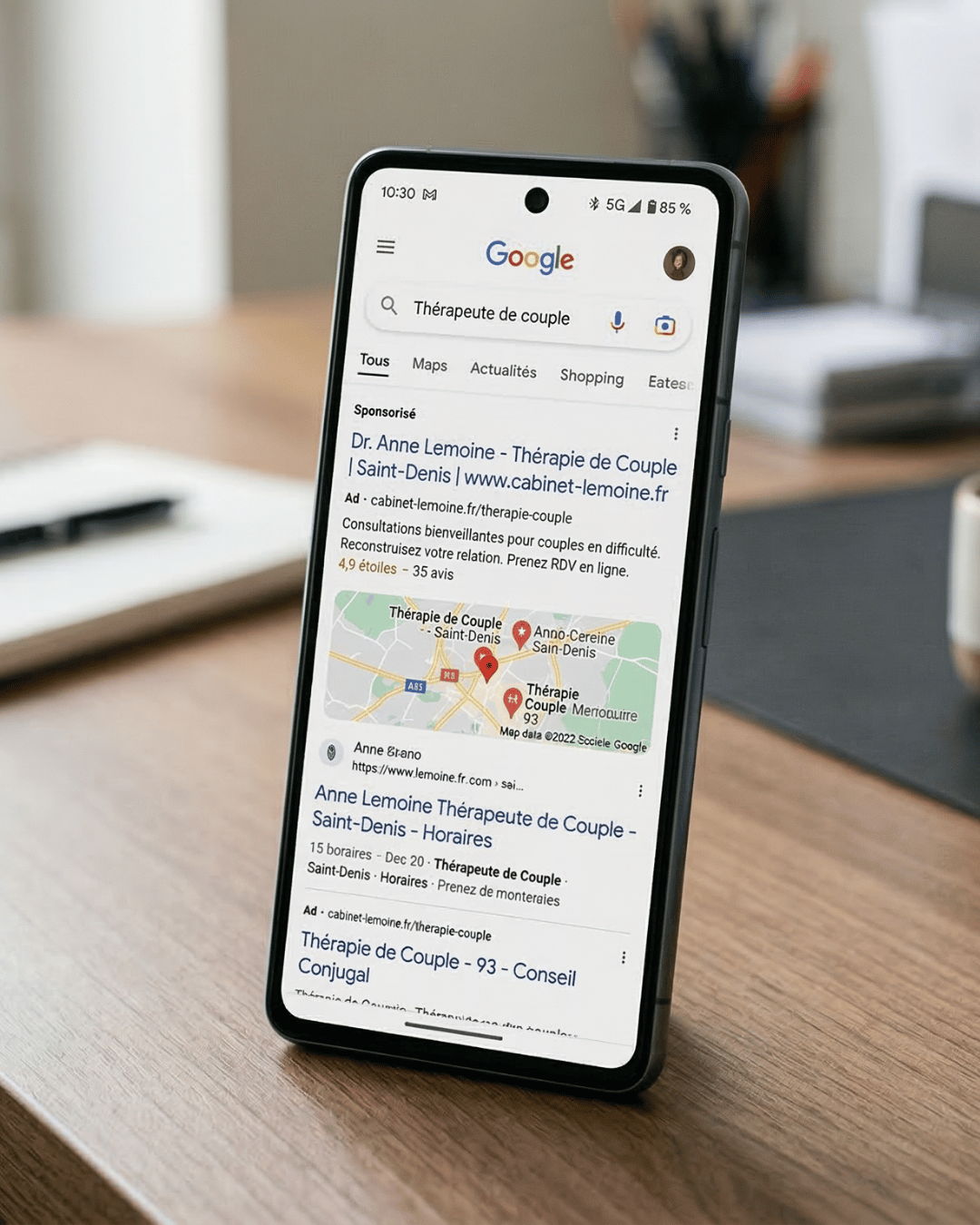 Positionnement Google Ads local pour un conseiller conjugal